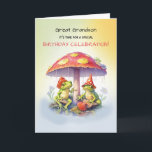 Große Grandson zum Geburtstag Niedliche Frösche un Karte<br><div class="desc">Feiern Sie den Geburtstag Ihres Urenkelns mit dieser einzigartig charmanten Grußkarte. Liebliche Frösche,  die auf und unter Pilzen stehen,  schaffen eine skurrile Szene und vermitteln Wünsche für einen Tag voller Freude,  Lachen und unvergesslichen Abenteuern. Gut für jedes Alter.</div>