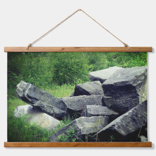 Große Granitfelsen Natur Wandteppich Mit Holzrahmen