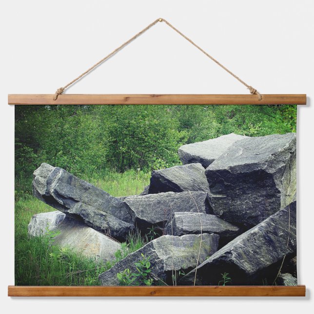 Große Granitfelsen Natur Wandteppich Mit Holzrahmen (Vorne)