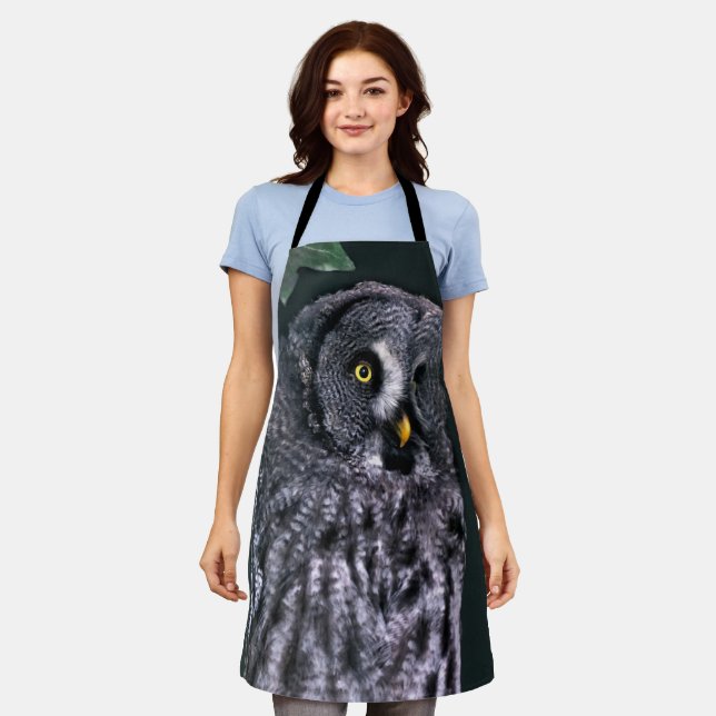 Große Graueule Halloween-Wildlife-Kunst Schürze (Getragen)