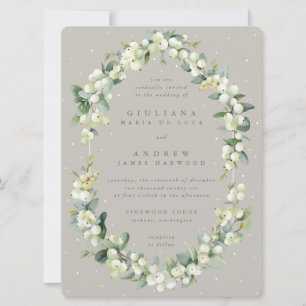 Große griechische Snowberry+Eukalyptus Winter Wedd Einladung