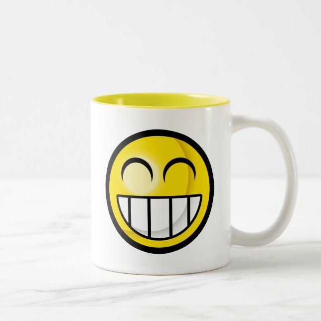 Große Grinsen-Tasse Zweifarbige Tasse (Rechts)
