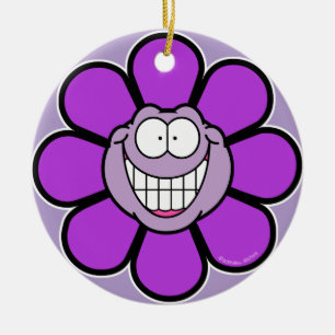 Große grinsende violette Blumenverzierung Keramik Ornament