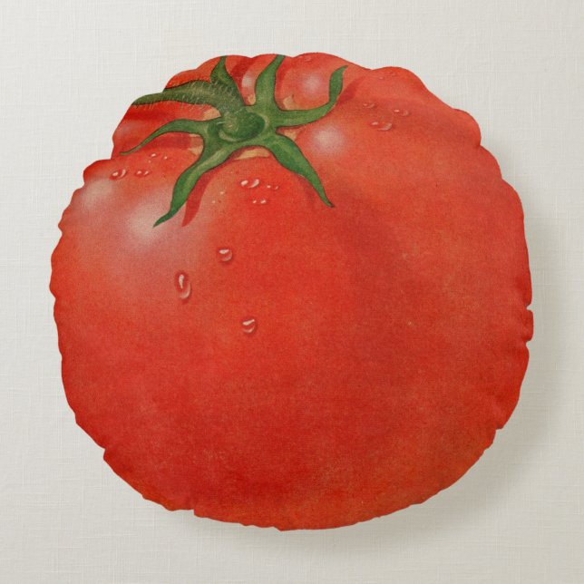 große GROSSE saftige Tomate Rundes Kissen (Vorderseite)
