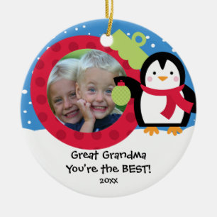Große Großmutter-Fotopenguin-Weihnachtsverzierung Keramikornament