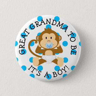 Große Großmutter, zum Affe-Babyparty-Knopf zu se Button