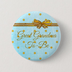 Große Großmutter, zum Babyparty-Blau-u. Goldknopf Button