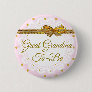 Große Großmutter, zum Babyparty-Rosa u. Goldknopf Button