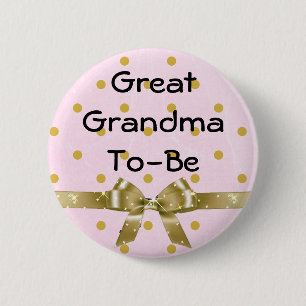 Große Großmutter, zum Babyparty-Rosa u. Goldknopf Button