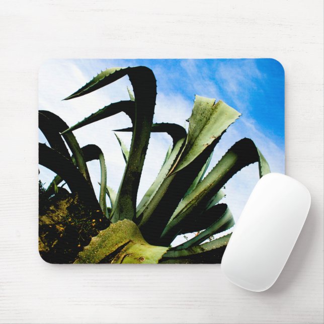 Große grüne Aloe-Pflanze mit Bright Blue Sky Mousepad (Mit Mouse)