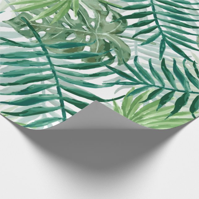 Große grüne Farn-Palme und Monstera tropische Geschenkpapier (Ecke)