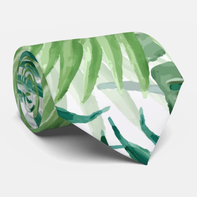 Große grüne Farn-Palme und Monstera tropische Krawatte (Gerollt)