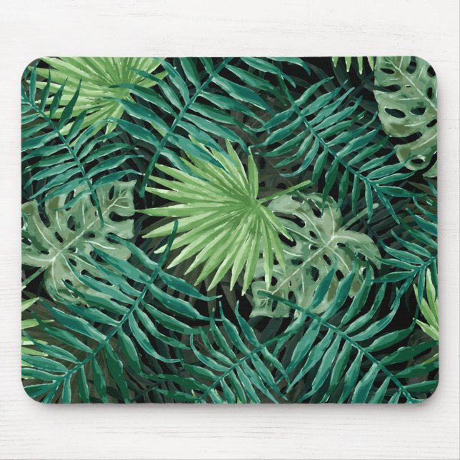 Große grüne Farn-Palme und Monstera tropische Mousepad (Vorne)