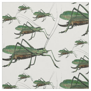Große grüne Heuschrecken-Vintager Stich Stoff