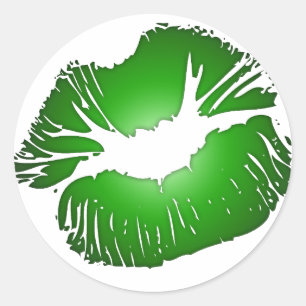 Große grüne Lippen Runder Aufkleber