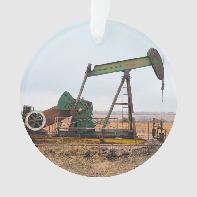 Große grüne Pumpjack auf dem Ölfeld Ornament (Vorderseite)