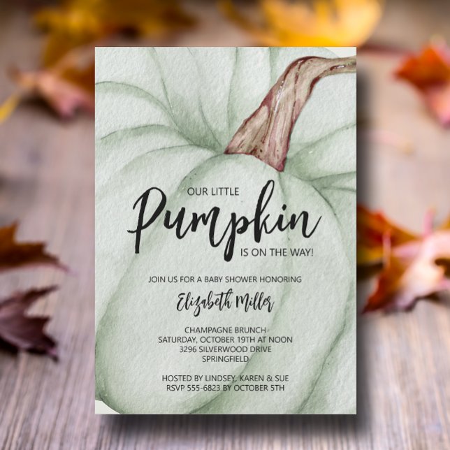 Große grüne Pumpkin Baby-Dusche Einladung (Large green pumpkin baby shower invitations, INSTANT DOWNLOAD and/or PRINTED)