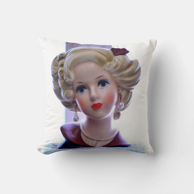 Große Haar-Dame Head Vase Attitude Doll Kissen (Vorderseite)