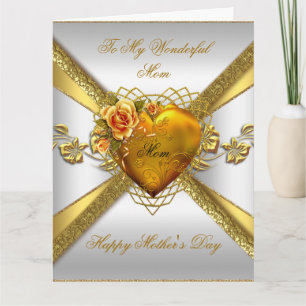 Große Happy Mother's Day Rosen Gold Herz Foto 2 Karte