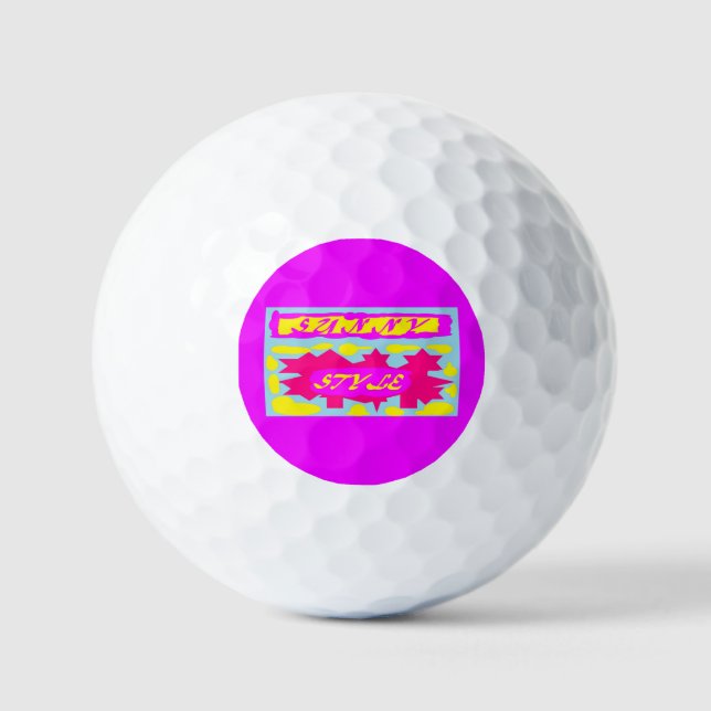 Große, heiße Farben Rosa Himmelblau Zitrone Golfball (Vorderseite)