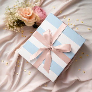 Große hellblaue und weiße horizontale Streifen Geschenkpapier