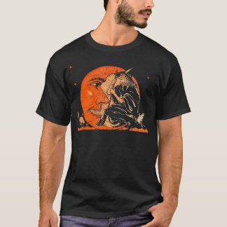 Große Hexe und MondHalloween T-Shirt
