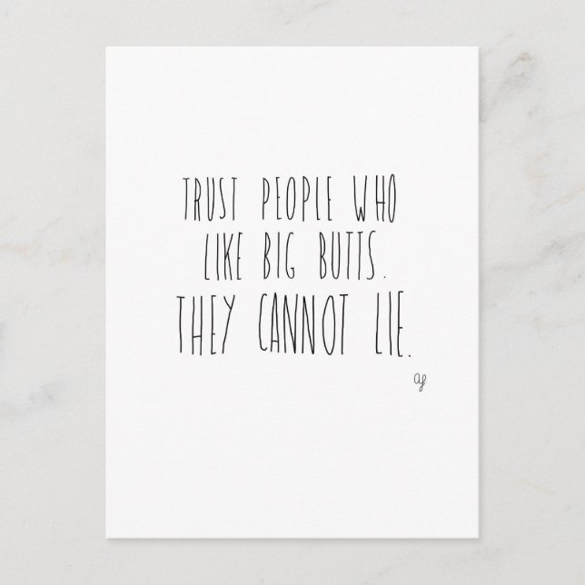 Große Hintern Postkarte (Vorderseite)