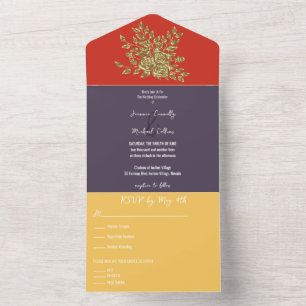 Große Hochzeit der Goldenen Rose All In One Einladung