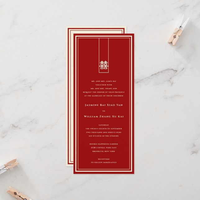 Große Hochzeit in Rectangle Einladung (Vorderseite/Rückseite Beispiel)