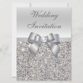 Große Hochzeitsstipps Silver Sequins Bow Einladung