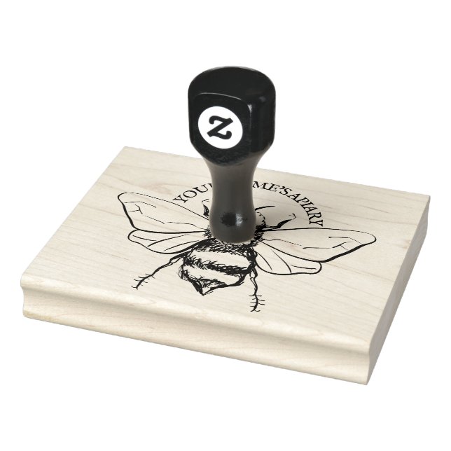 Große Honigbienen-Illustration Personalisiertes Ge Gummistempel (Stempel)