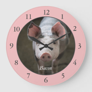 Grosse horloge de porc rose personnalisé