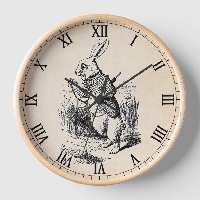 Grosse horloge ronde de lapin blanc (Recto)
