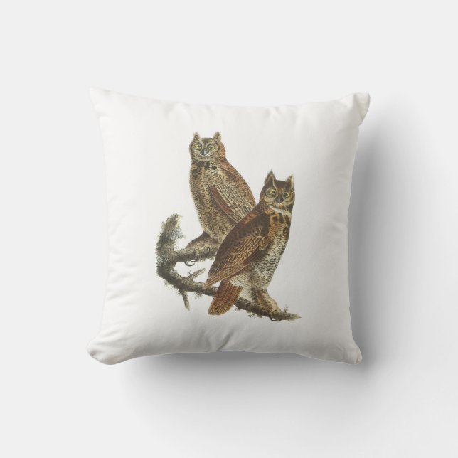 Große Horned Owl von Audubon Kissen (Vorderseite)