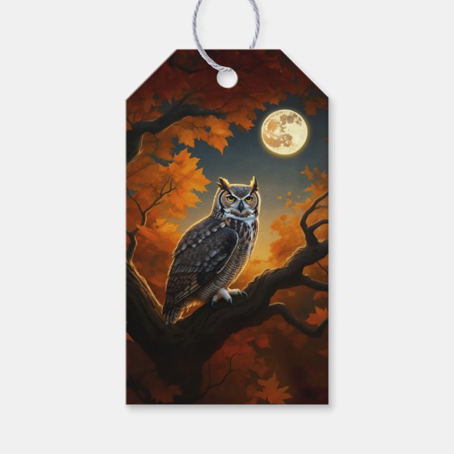 Große Hornschale im Herbst Geschenkanhänger (Vorderseite)