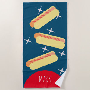 Große Hotdogs Sterne Blau Name Strandtuch