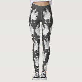 Große Hühner auf Grau - Leggings