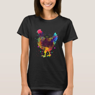 Große Hühnerkontur mit Farbtropfen Malerei Wo T-Shirt
