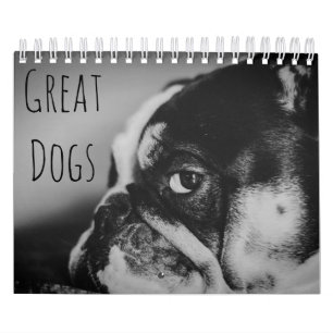 Große Hunde in Schwarz und Weiß Kalender