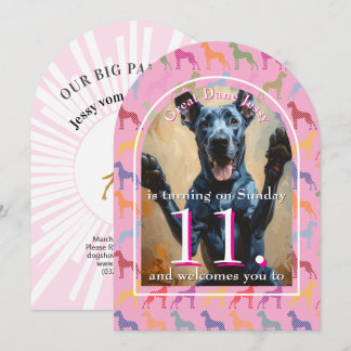 Große Hundeparty Goldene Schwarze Einladung