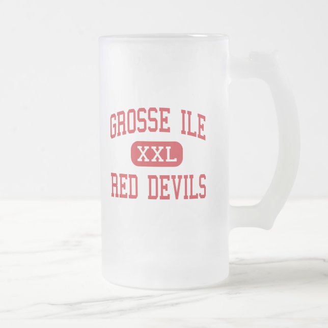 Grosse Ile - rote Teufel - Mitte - Grosse Ile Mattglas Bierglas (Rechts)