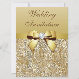 Große Imitate Gold Sequins und Bow Wedding Einladung