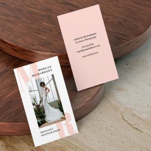 Große Initialen Blush Pink Typograf Fotograf Visitenkarte