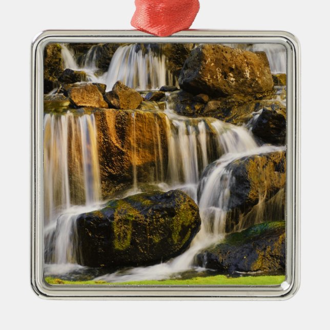 Große Insel, Hawaii. Kaskadenbach, Big Island Silbernes Ornament (Vorne)