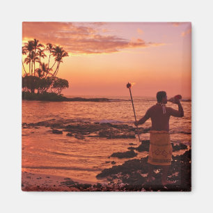 Große Insel, Hawaii. Sonnenuntergang, Big Island H Magnet