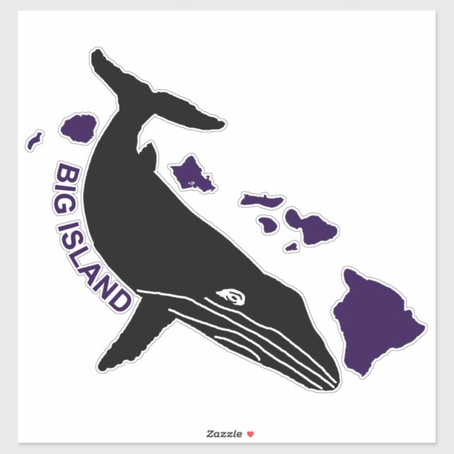 Große Insel - Lila Hawaii-Inseln Humpback Aufkleber (Blatt)