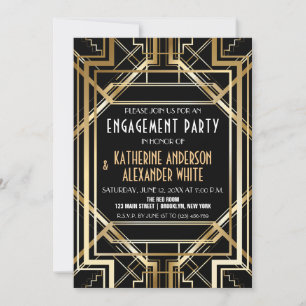 Große Inspirierte Art Deco Engagement Party Einlad Einladung
