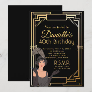 Große Inspirierte Art Deco Geburtstagseinladung Einladung