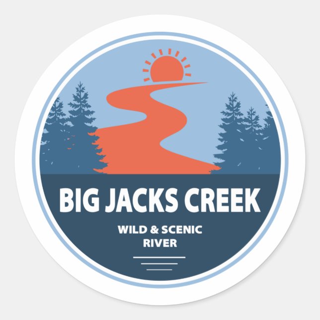 Große Jacke Creek Wild und Landschaftlicher Fluss  Runder Aufkleber (Vorderseite)