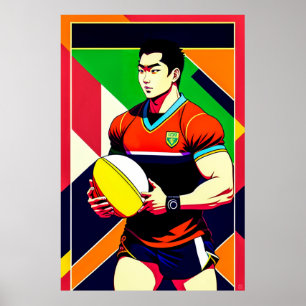 Große japanische Rugby Art Poster